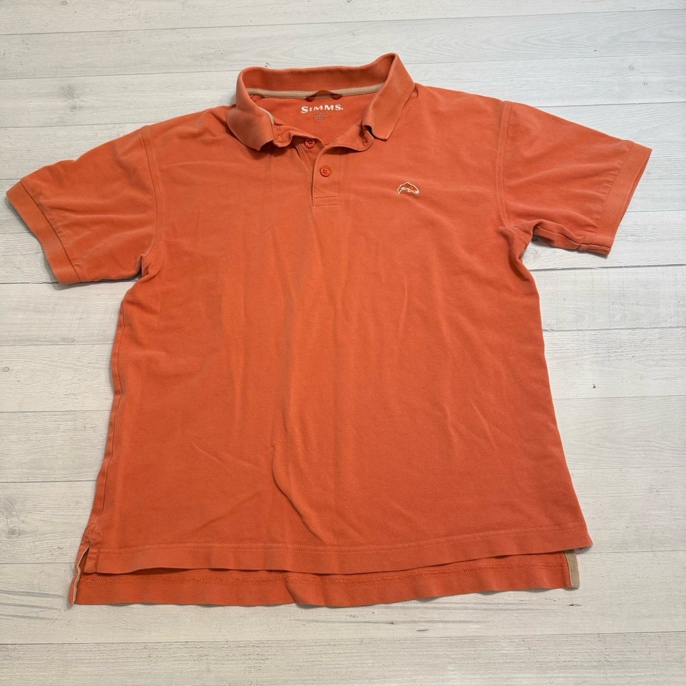 Simms men's orange cotton polo shirt size small